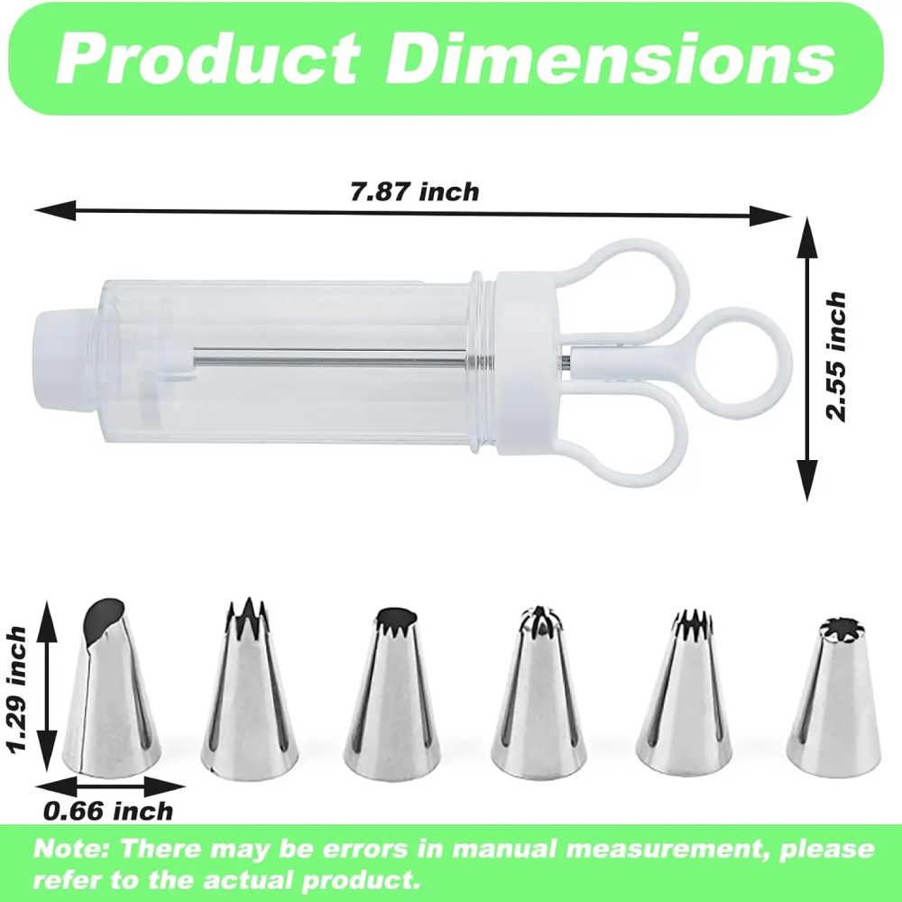 Cake Decorating Made Easy – Stainless Steel Icing Gun with 6 Nozzles