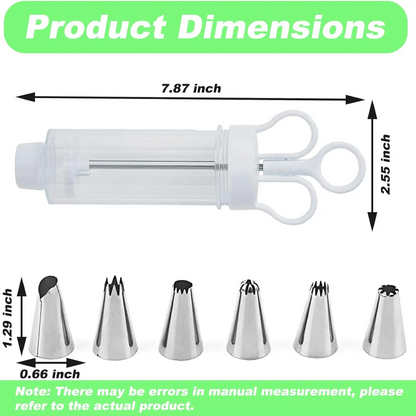 Cake Decorating Made Easy – Stainless Steel Icing Gun with 6 Nozzles