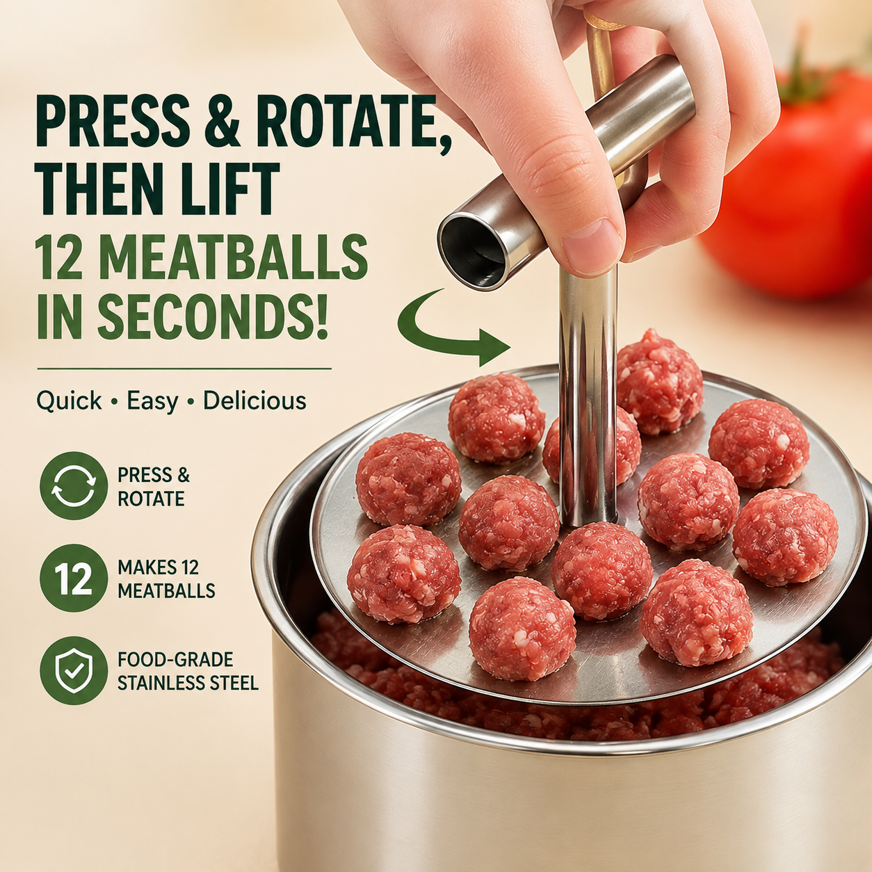Perfect Meatballs in Seconds – Stainless Steel Meatball Maker