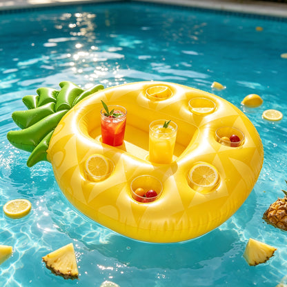 Inflatable Pineapple Pool Float Beverage Holder & Snack Tray